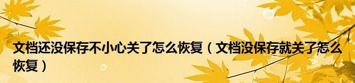 如何恢复不小心没保存的文档（简单有效的方法帮您解决数据丢失的烦恼）